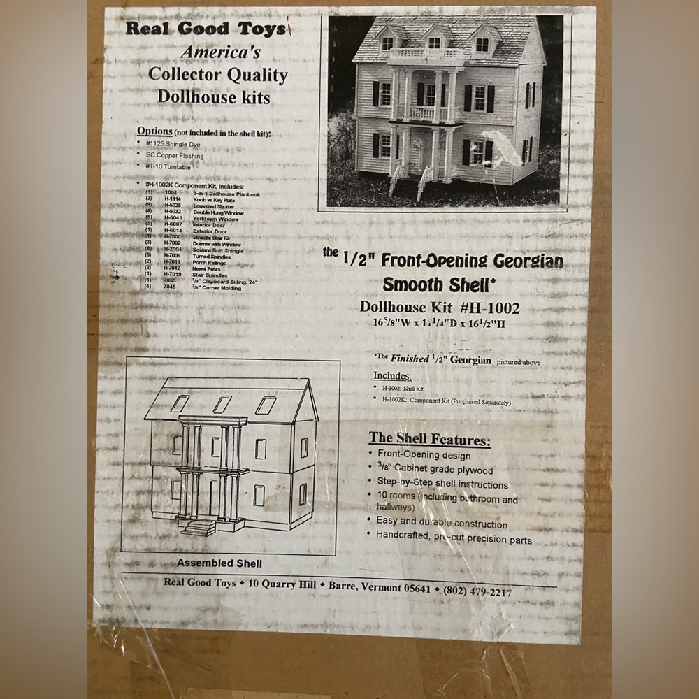 Vintage Real Good Toys Front Opening Georgian Smooth Shell Doll House